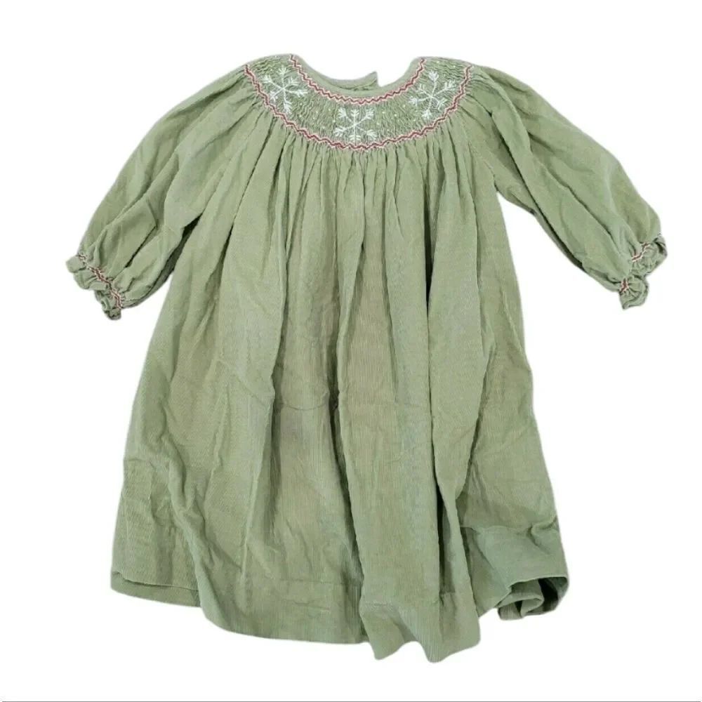 Corduroy smocked Snowflake dress